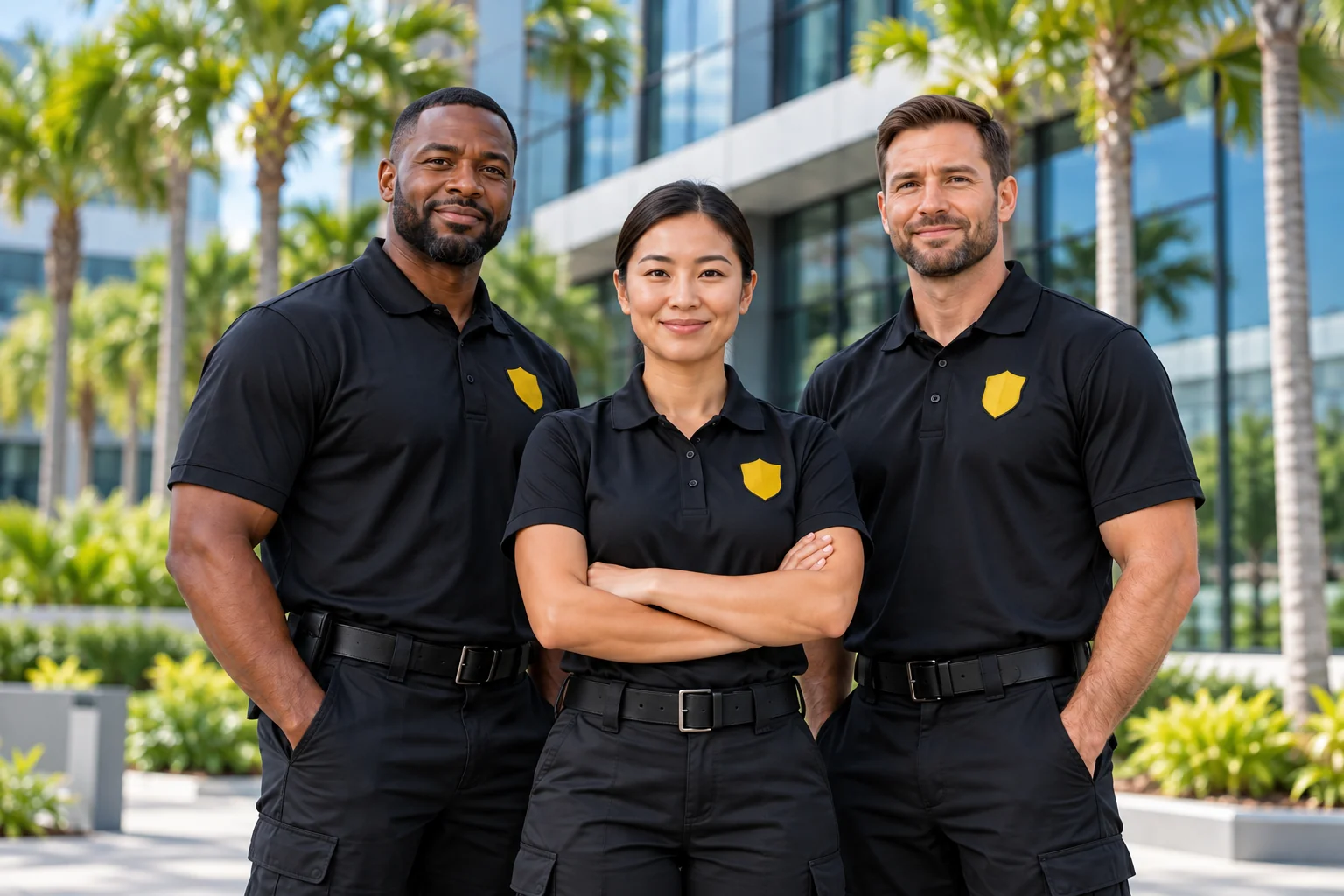 Illustrative image of a diverse professional security team
